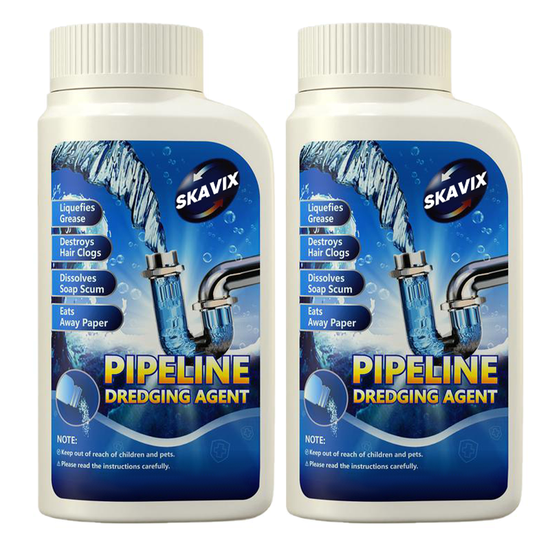 SKAVIX Powerful Pipe Dredging Agent for Kitchen and Toilet Pipelines - Dissolves 200+ Blockages and Kills 99% of Bacteria