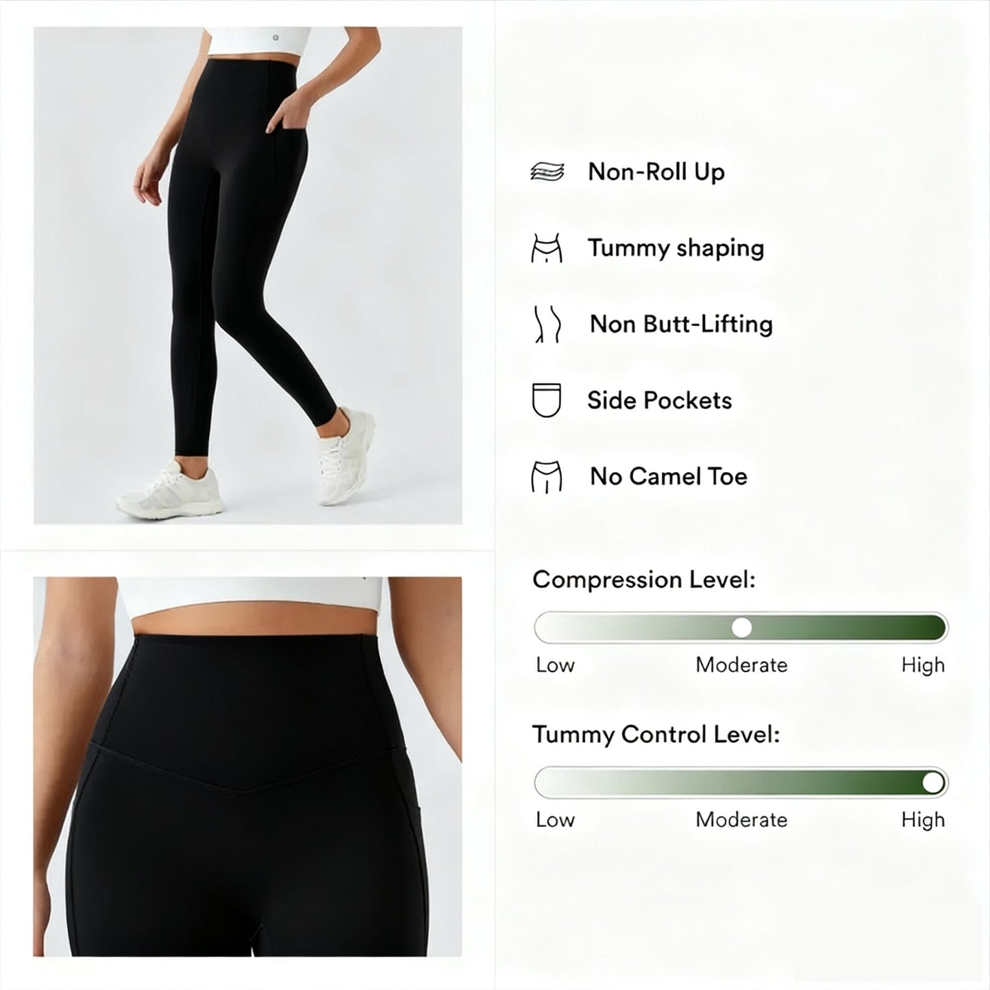 🔥「2025 TOP SELLER」Women's High-Waisted Core Shaping and Hip Lifting Side Pocket Training Super Shaping Leggings 💫